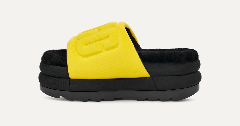 UGG 厚底 MAXI GRAPHIC SLIDE イエロー